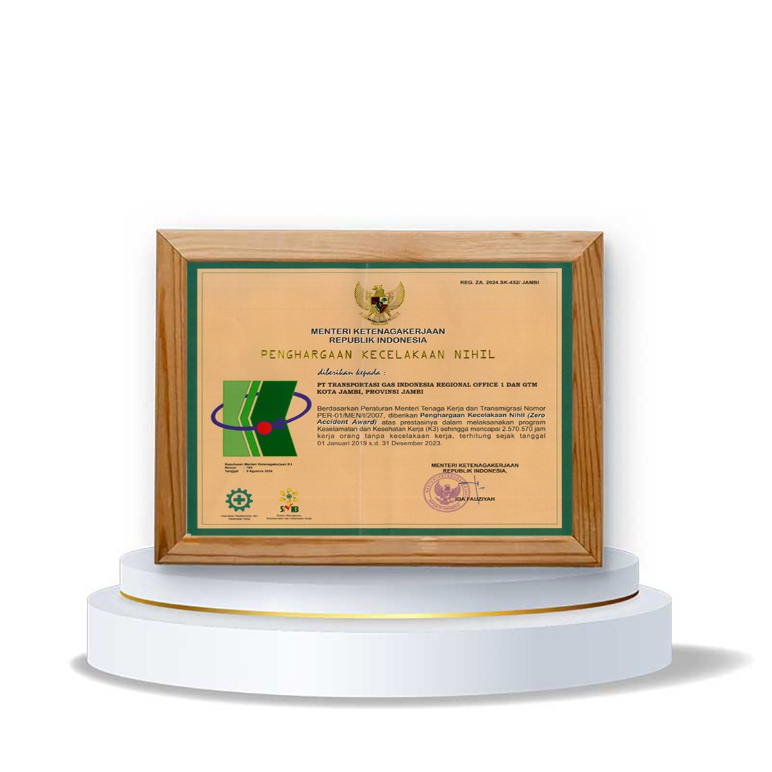 Zero Accident Award, RO1 and GTM Jambi
